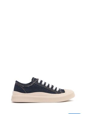 MARNI JUNIOR Denim Lace-up Sneakers W/ Logo In Blue 32